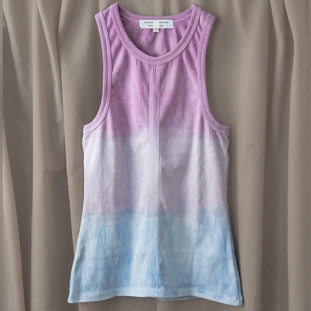 Proenza Schouler White Label Ombré Ribbed Tank – Lilac to Sky Blue
